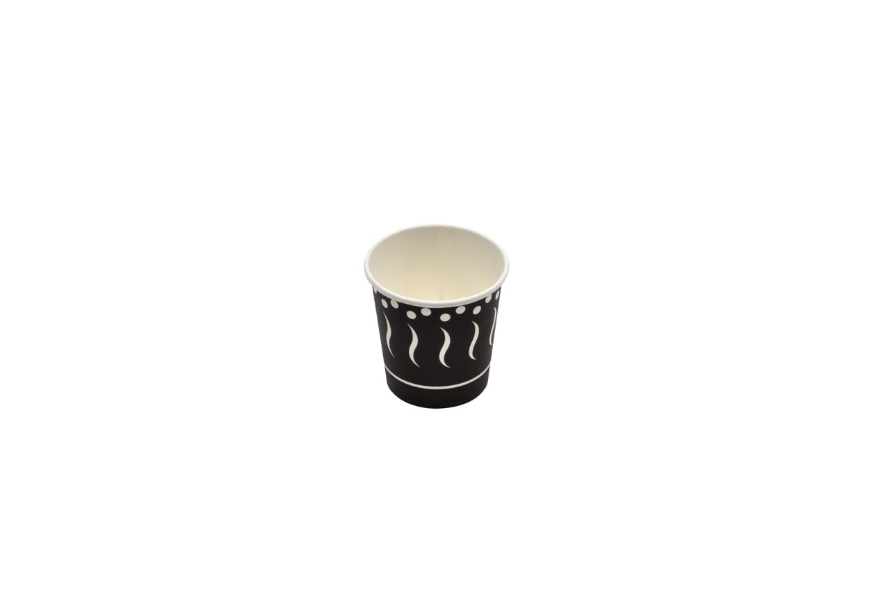 Gobelet en carton noir décoré 120 ml - 1000 unités