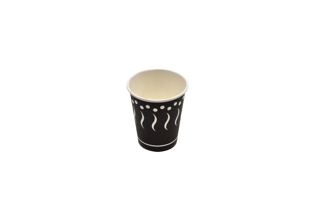 Gobelet en carton noir décoré 180 ml - 1000 unités