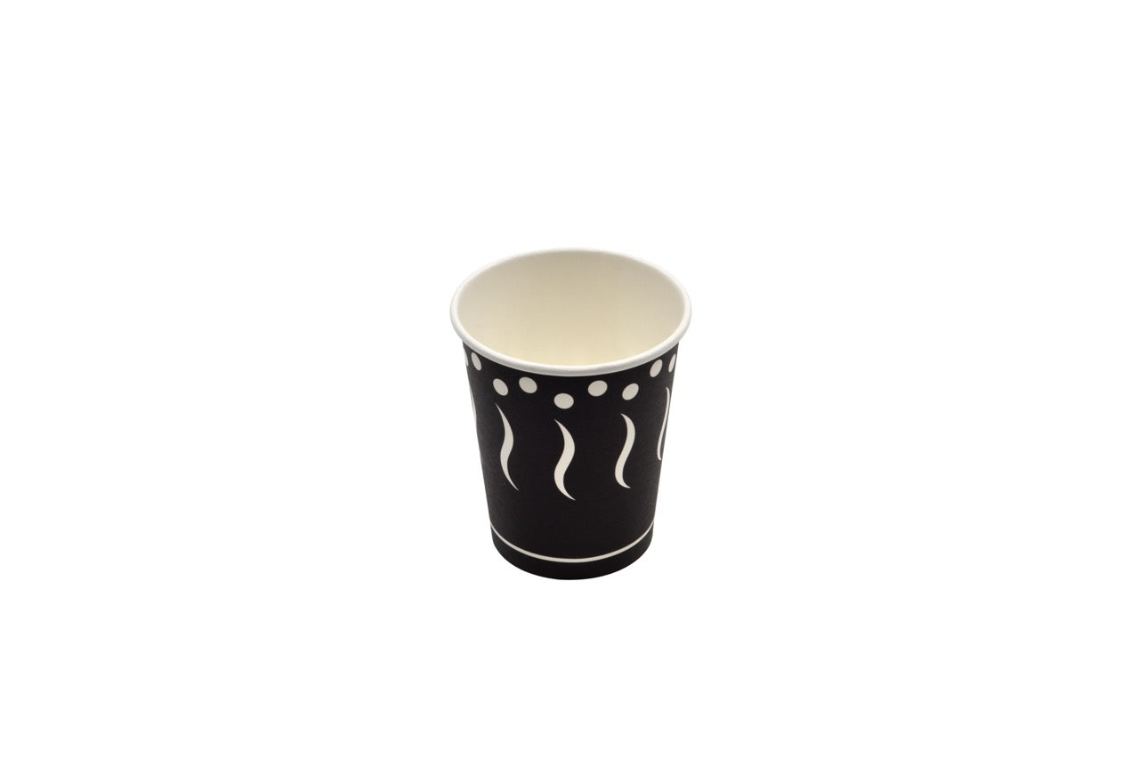Gobelet en carton noir décoré 240 ml - 1000 unités