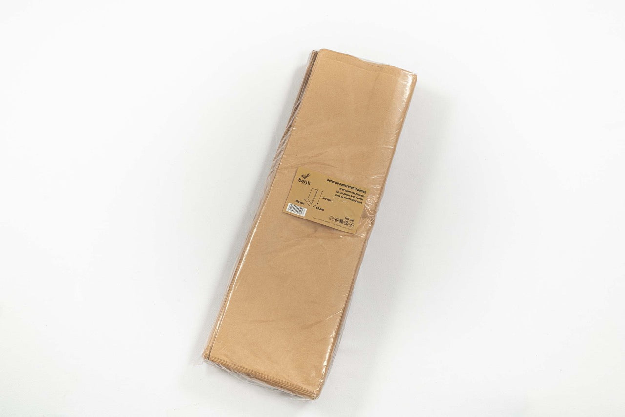 Sac 3 baguettes en papier kraft 16,5 + 6 x 51 cm - 1000 unités