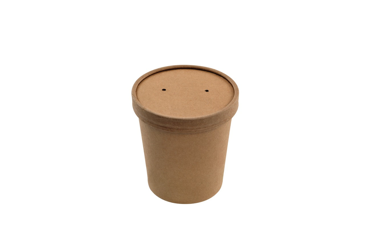 Pot à soupe + couvercle en carton kraft 480 ml - 250 unités