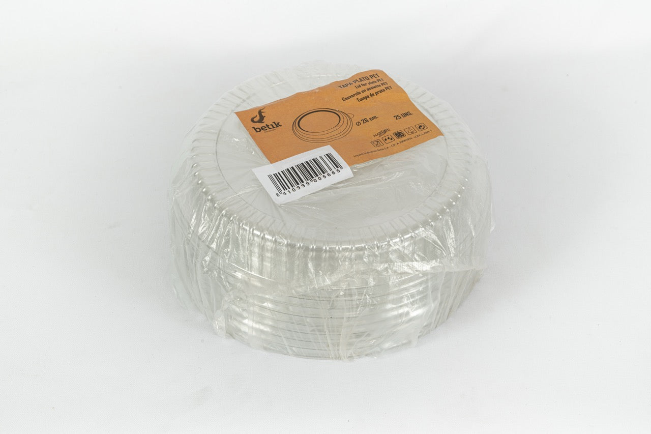 Couvercle en PET pour Assiette ronde à 3 compartiments Ø 26 cm - 200 unités