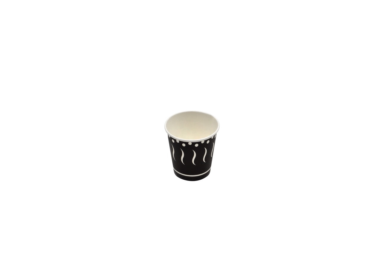 Gobelet en carton noir décoré 90 ml - 1000 unités