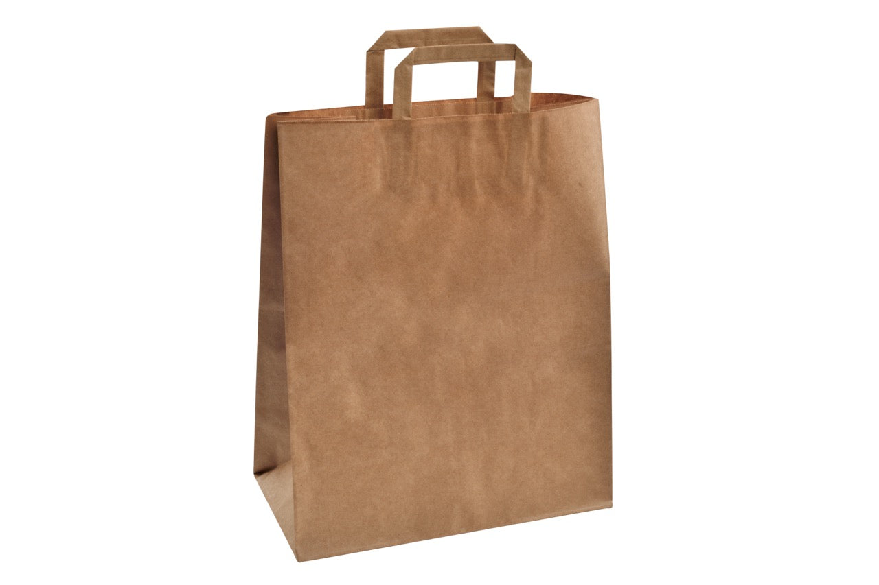 Sac à poignées plates en papier kraft 32 + 16 x 41 cm - 250 unités