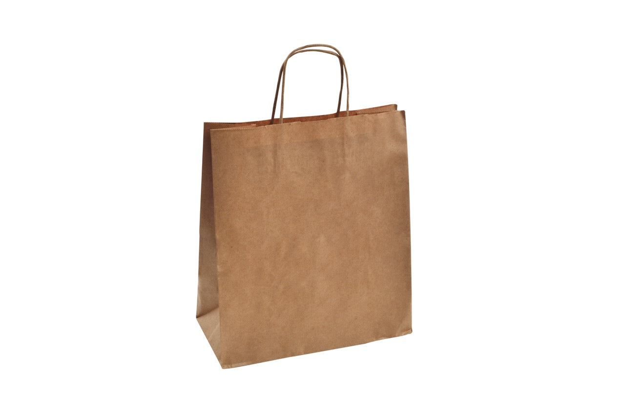 Sac à poignées torsadée en papier kraft 27 + 13 x 32 cm - 250 unités