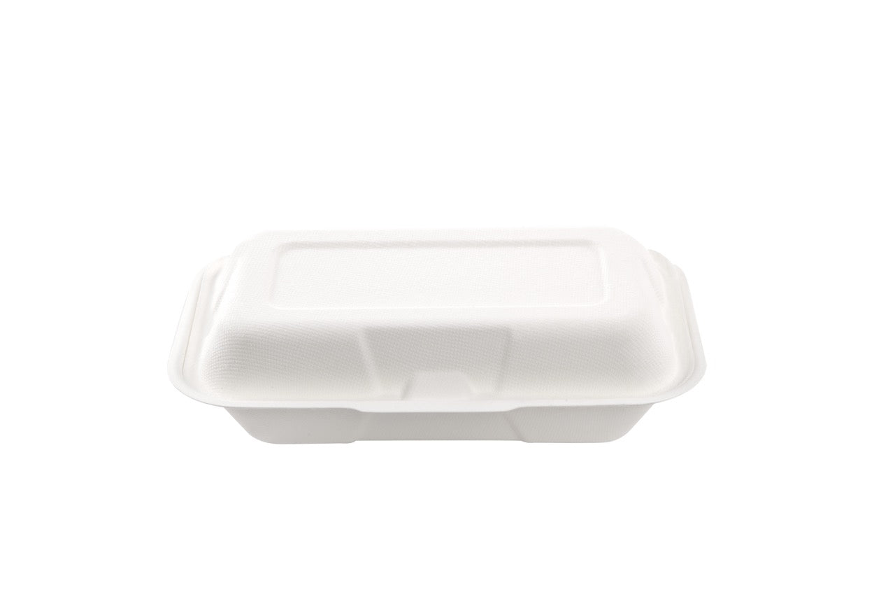 Boîte panini blanche en canne à sucre 223 x 130 x 75 mm - 500 unités