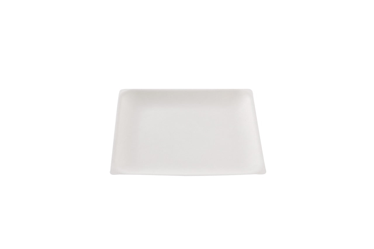 Assiette carrée blanche en canne à sucre 16 x 16 cm - 800 unités