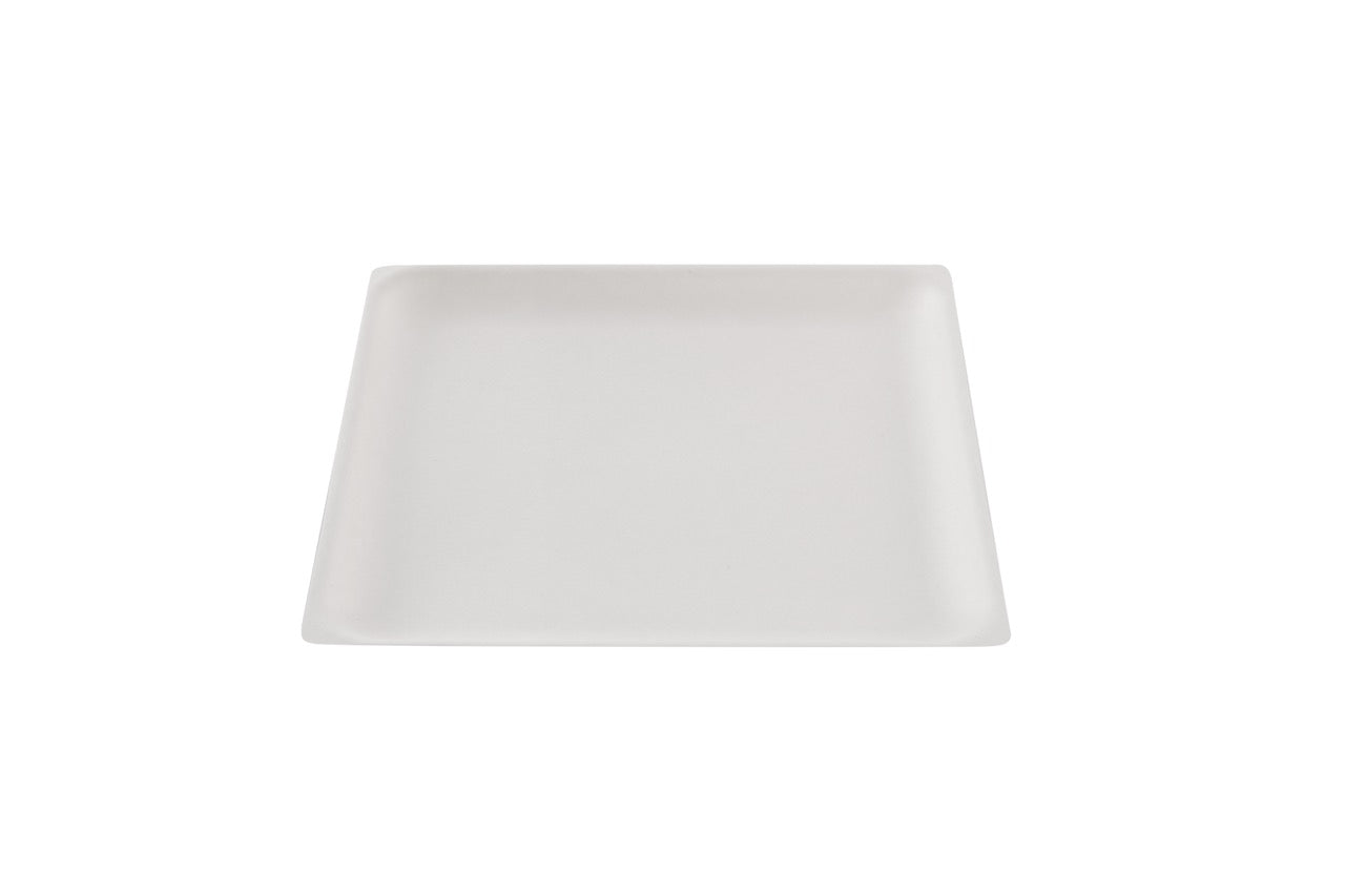 Assiette carrée blanche en canne à sucre 20 x 20 cm - 800 unités