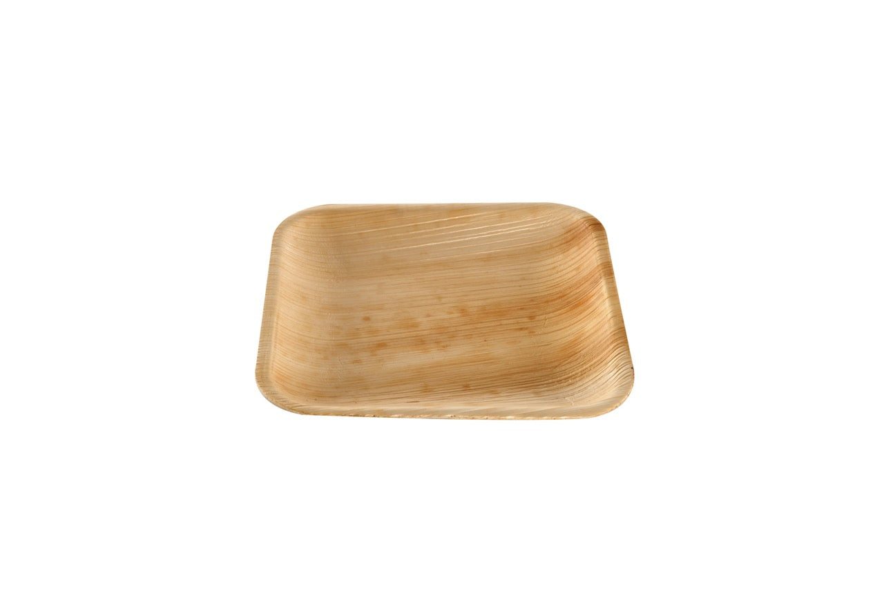 Assiette carrée en feuille de palmier 10 x 10 cm - 100 unités