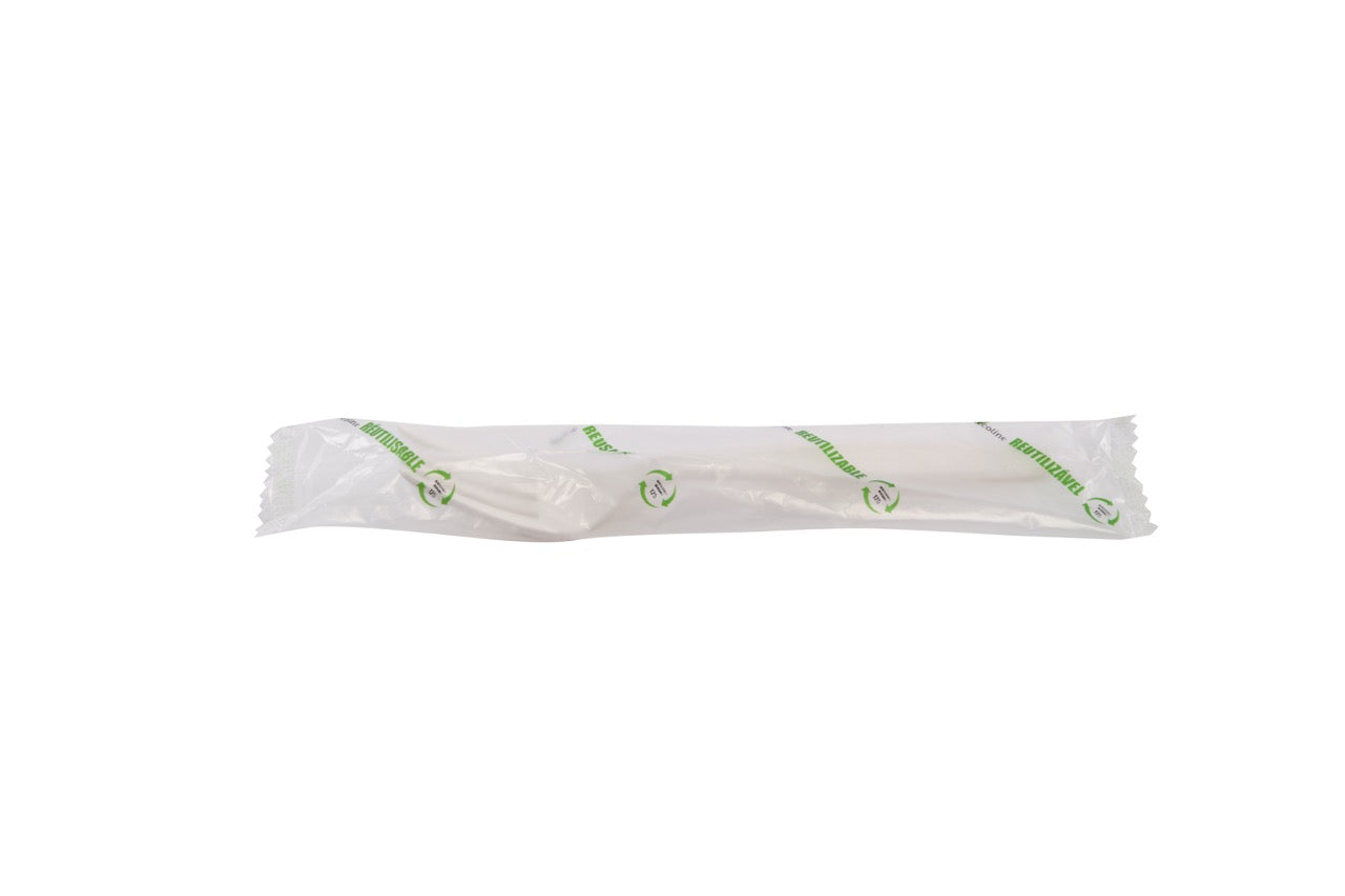 Fourchette blanche en maïs emballée individuellement 17,5 cm - 500 unités