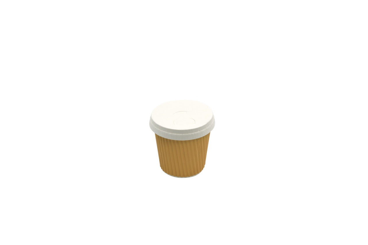 Couvercle carton blanc SANS PLASTIQUE à 3 fermetures pour gobelet 120 ml - 1000 unités
