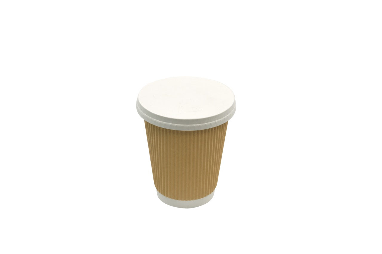 Couvercle carton blanc SANS PLASTIQUE à 3 fermetures pour gobelet 360 / 480 ml - 1000 unités