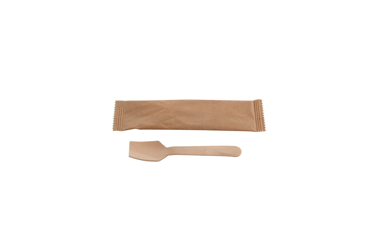 Cuillère à glace en bois emballée individuellement 9,5 cm - 500 unités