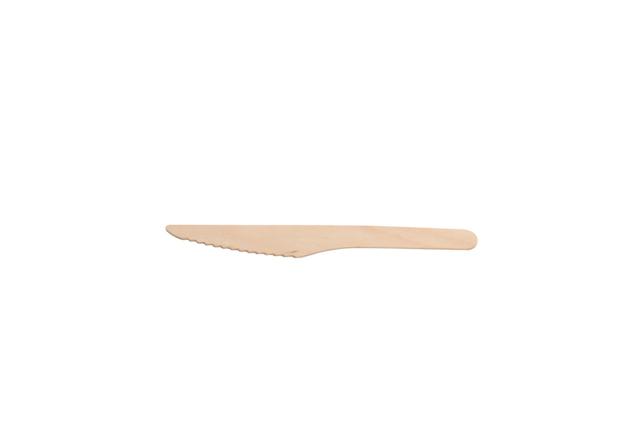 Couteau en bois emballé individuellement 16,5 cm - 500 unités