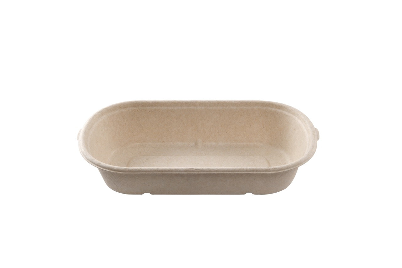Barquette ovale crème en canne à sucre 850 ml - 500 unités