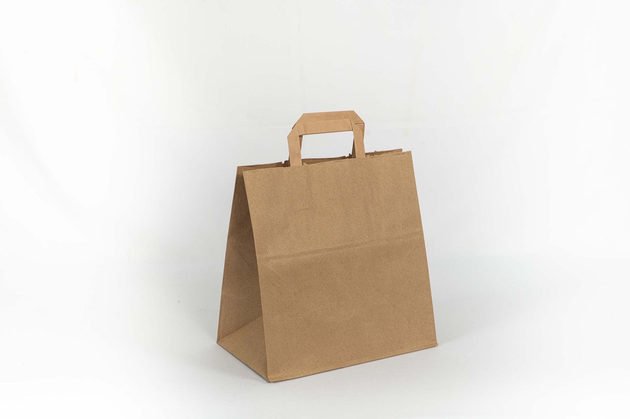 Sac à poignées plates en papier kraft 28 + 17 x 29 cm - 250 unités