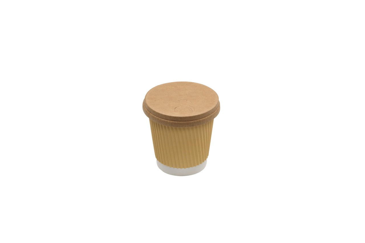 Couvercle en carton kraft à 3 fermetures pour gobelet 180 / 210 ml - 1000 unités