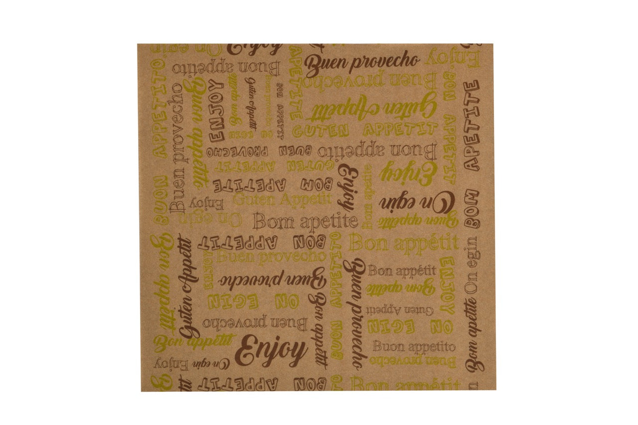 Papier ingraissable kraft "enjoy" 30 x 30 cm - 3000 unités