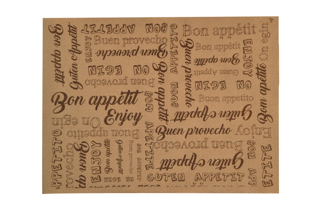 Nappe individuelle en papier kraft "enjoy"  30 x 40 cm - 1000 unités