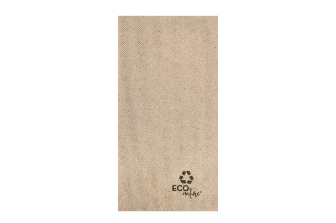Serviette en ouate recyclée naturelle 30 x 40 cm gaufrée-collée 2 plis pliée en 6 - 2400 unités