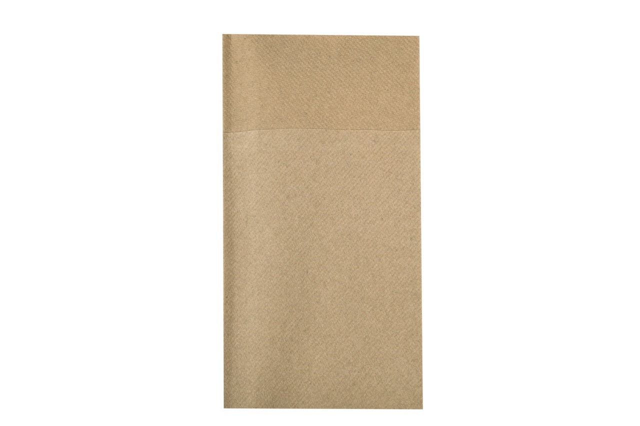 Serviette airlaid brun 40 x 40 cm pliée en 8 Kangourou - 480 unités