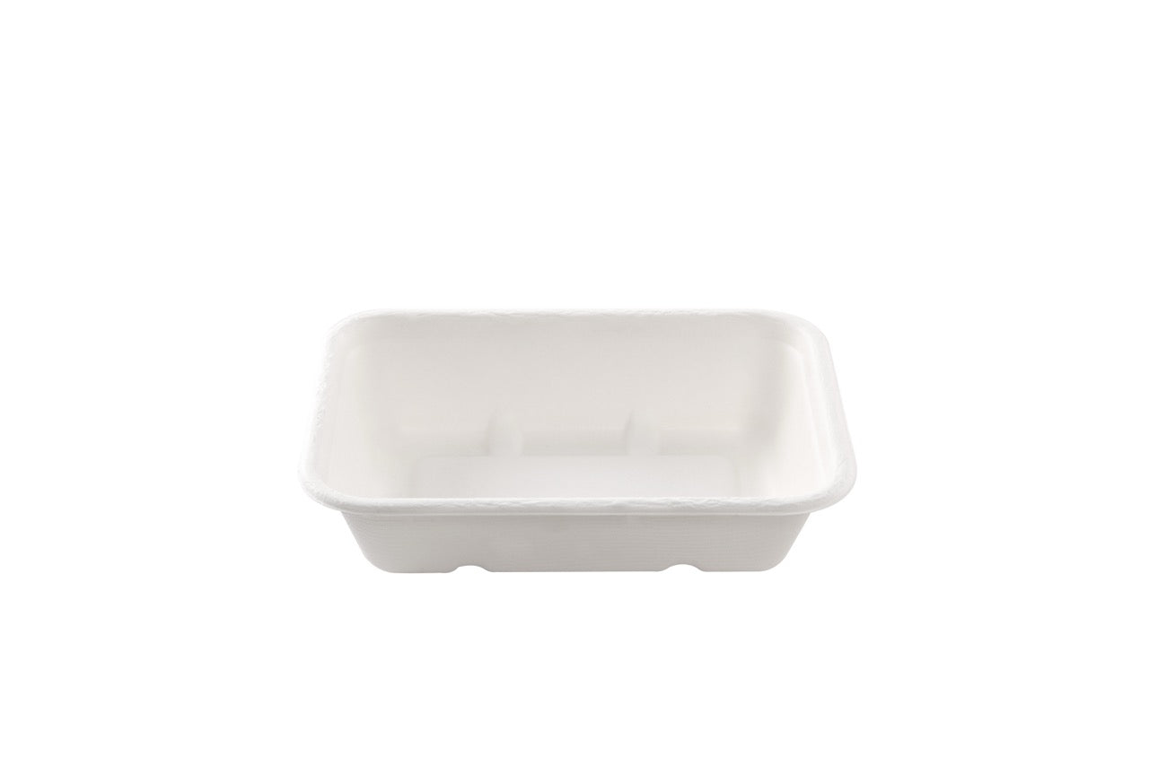 Barquette rectangulaire blanche en canne à sucre 550 ml - 500 unités
