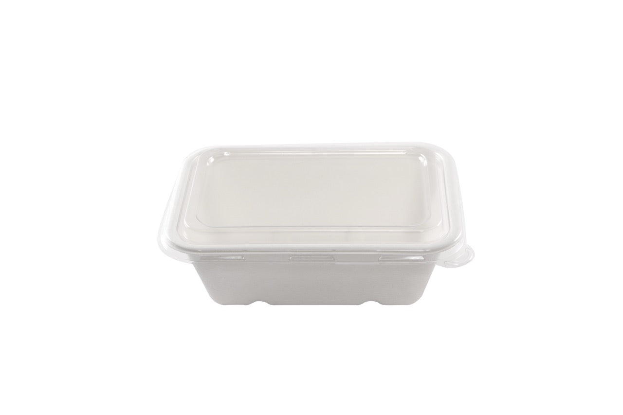 Barquette rectangulaire blanche en canne à sucre 750 ml - 500 unités