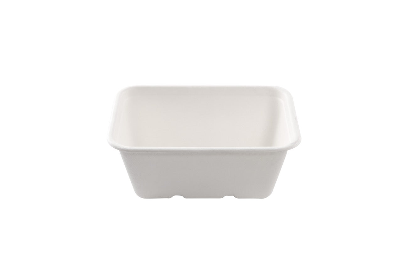 Barquette rectangulaire blanche en canne à sucre 1000 ml - 500 unités