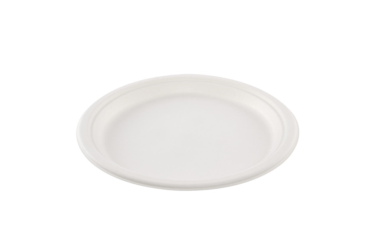Assiette rounde blanche en canne à sucre SANS PFAS Ø 26 cm - 800 unités