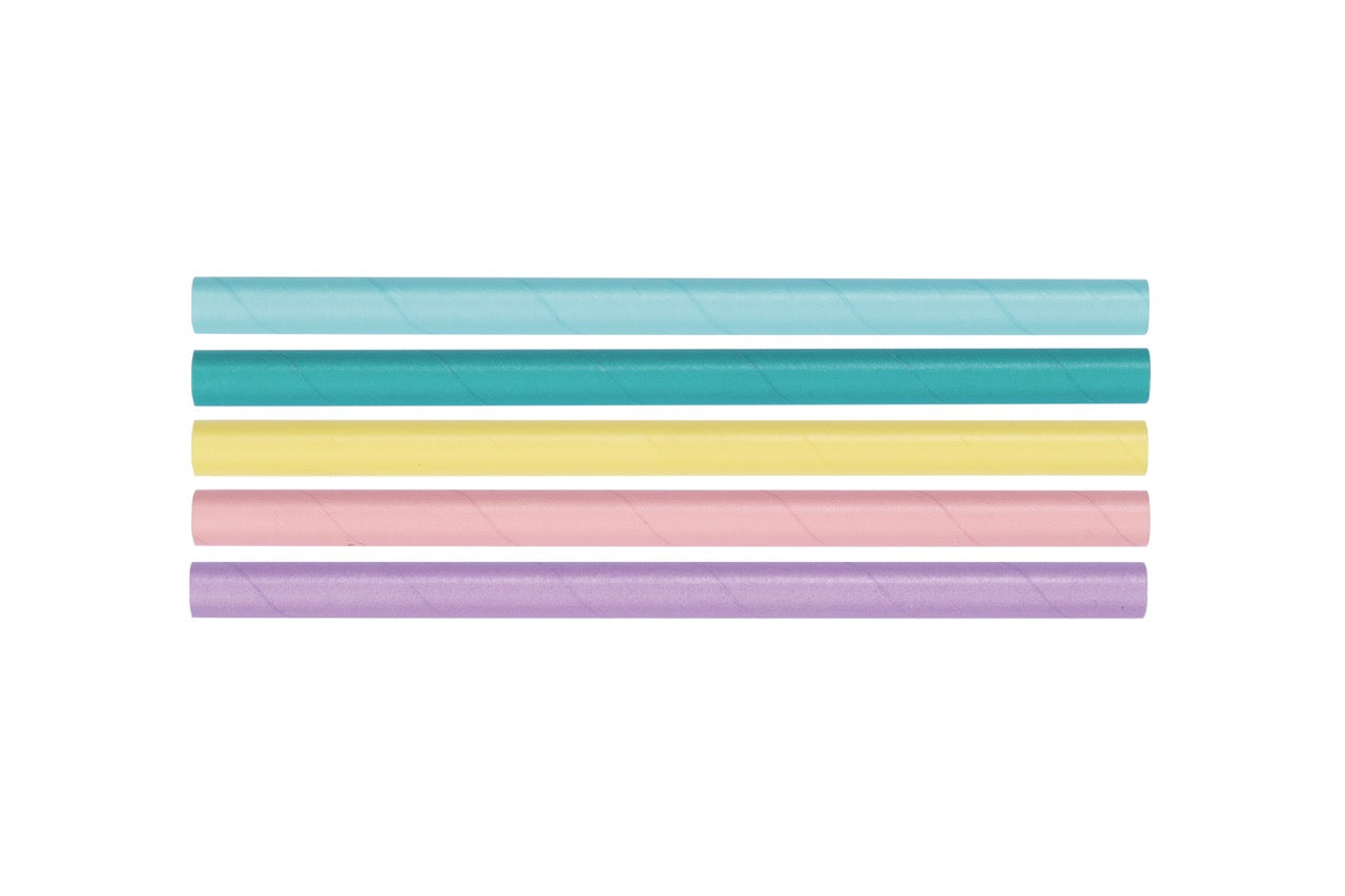 Paille bubble tea en papier droite mix 5 couleurs 3 couches Ø 1,2 x 20 cm - 3000 unités