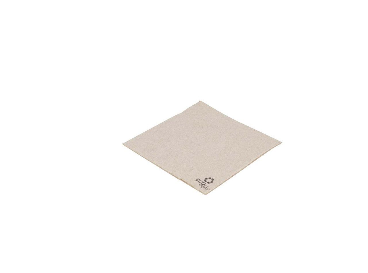 Serviette en ouate recyclée naturelle 38 x 38 cm gaufrée-collée 2 plis pliée en 4 - 1200 unités