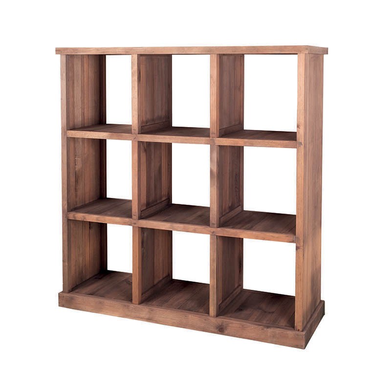 Meuble présentoir pin 9 cases Madera GRIS  ｜ 1 Unité(s)