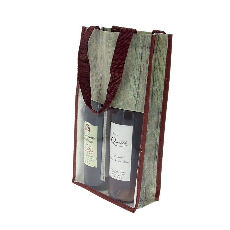 Sac polypropylène porte 2 bouteilles MARRON POLYPROPYLENE ｜ 100 Unité(s)