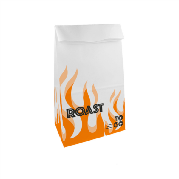 SAC POUR 1 POULET 'ROAST TO GO' 45 G/M2 + 20µ PP 20+7x35 CM BLANC PAPIER (500 UNITÉS))
