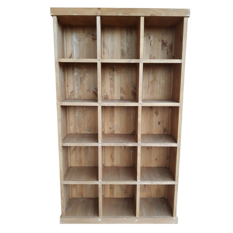 Meuble présentoir pin 15 cases Madera MIEL  ｜ 1 Unité(s)