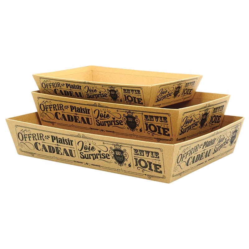 Corbeille carton rectangle Vintage Kraft 36x27 KRAFT CARTON ｜ 30 Unité(s)