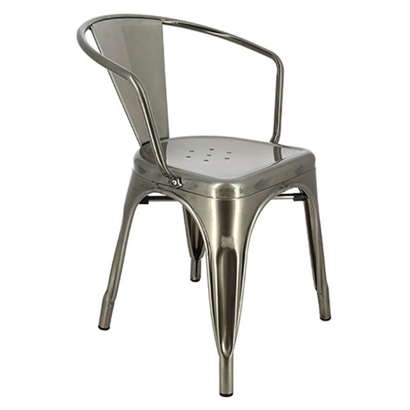 Fauteuil restaurant métal Chicago GRIS METAL ｜ 4 Unité(s)