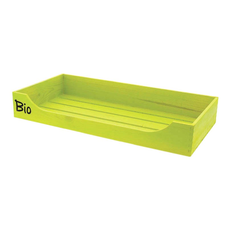 Cagette bois ouveture avant + logo bio 62x30 VERT BOIS ｜ 4 Unité(s)