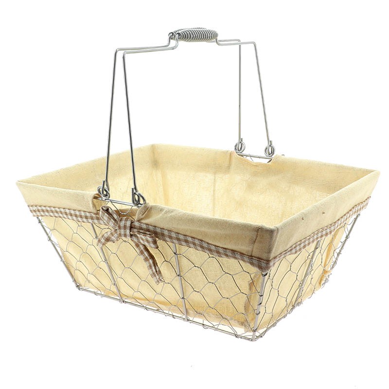 Panier rectangle métal & coton Bocage 38x28 BEIGE METAL ｜ 20 Unité(s)