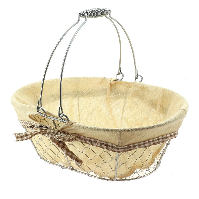 Panier ovale métal & coton Bocage 36x26 BEIGE METAL ｜ 28 Unité(s)