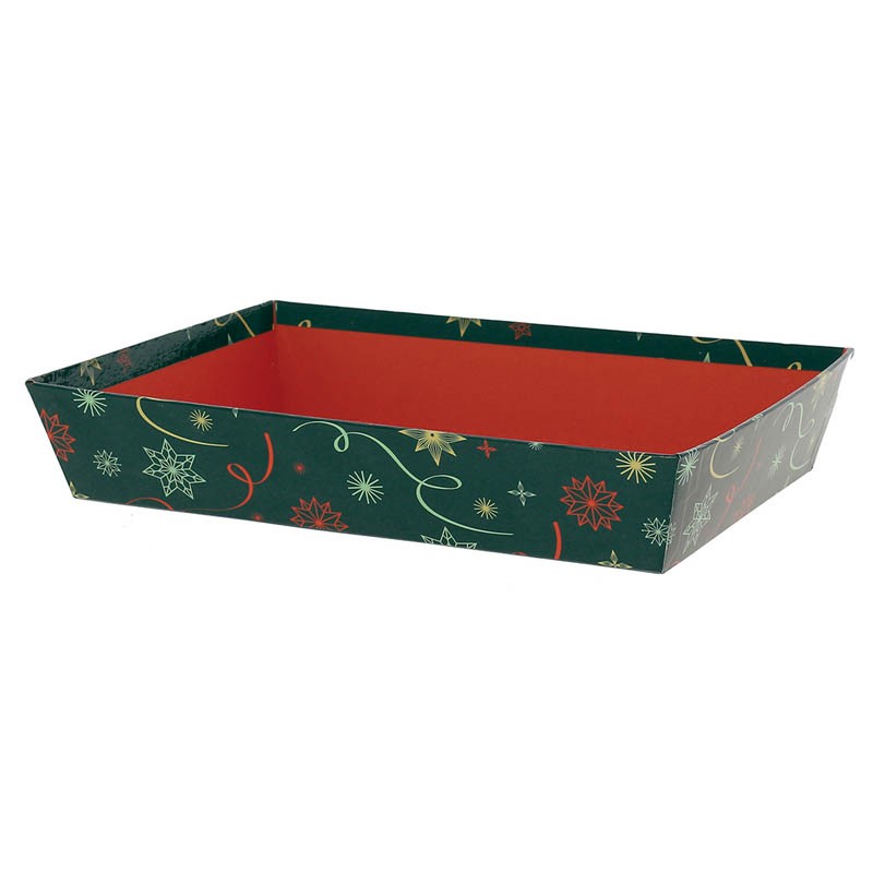 Corbeille carton rectangle Noel Vert 26x20 VERT CARTON ｜ 48 Unité(s)