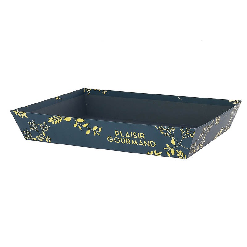 Corbeille carton rectangle Plaisir Gourmand 36x27 BLEU CARTON ｜ 30 Unité(s)