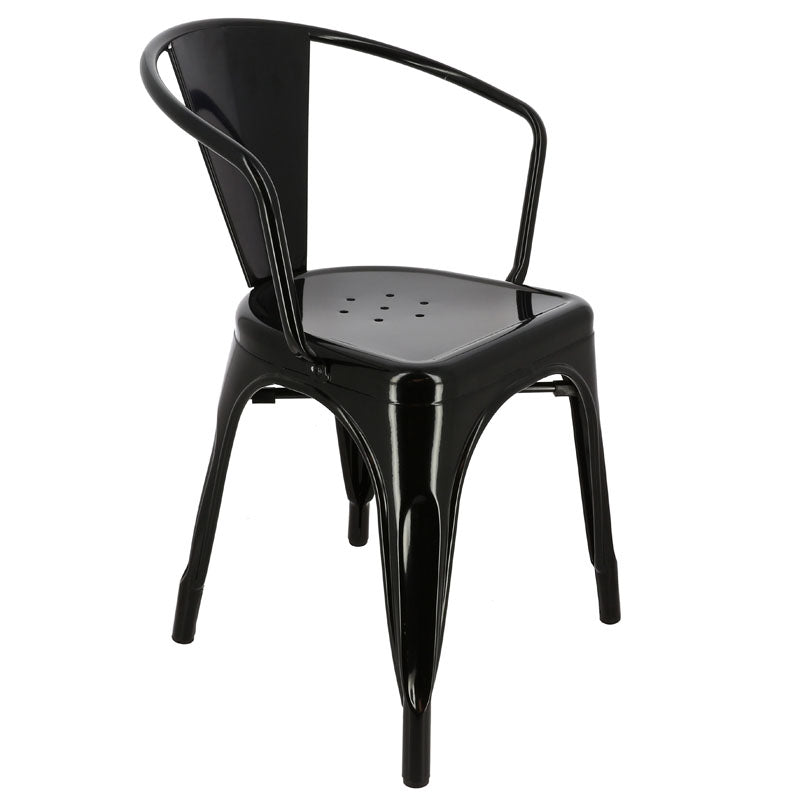 Fauteuil restaurant métal Chicago NOIR METAL ｜ 4 Unité(s)