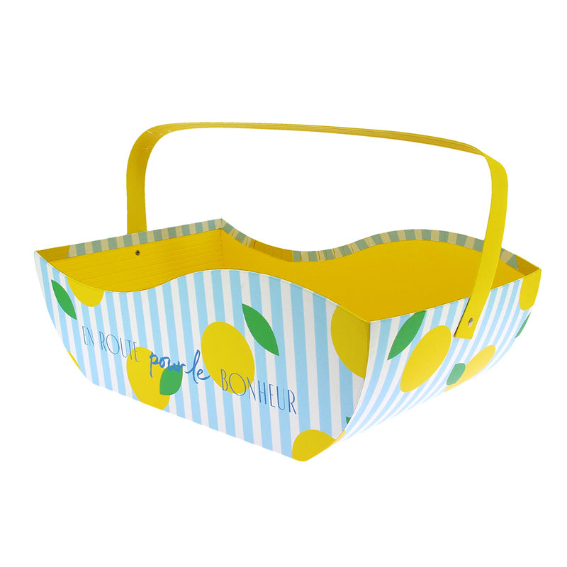 Corbeille carton anse rabattable Bonheur 36x23 JAUNE CARTON ｜ 12 Unité(s)