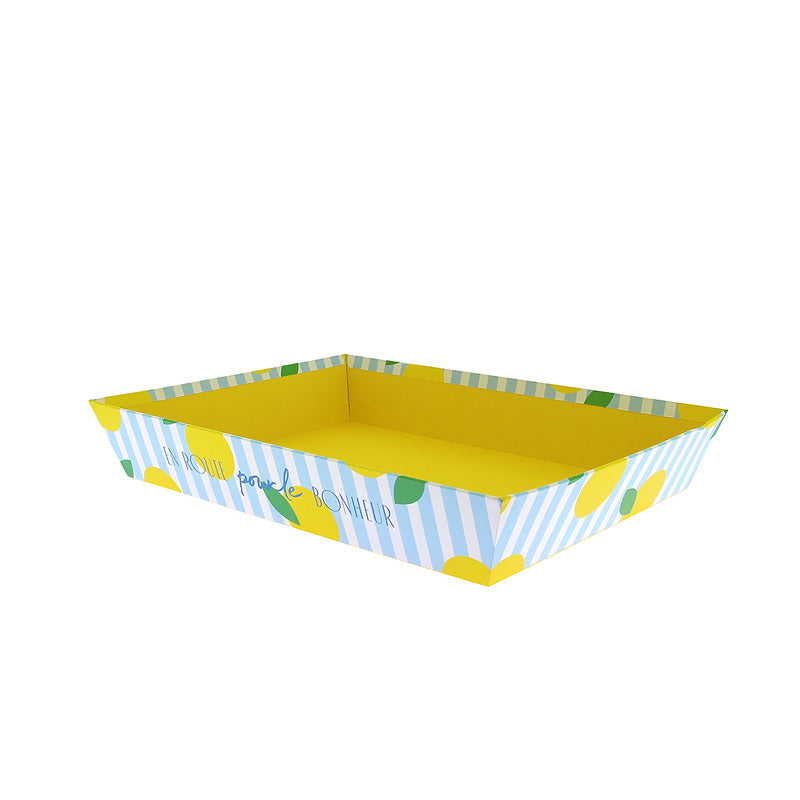 Corbeille carton rectangle Bonheur 36x27 JAUNE CARTON ｜ 30 Unité(s)