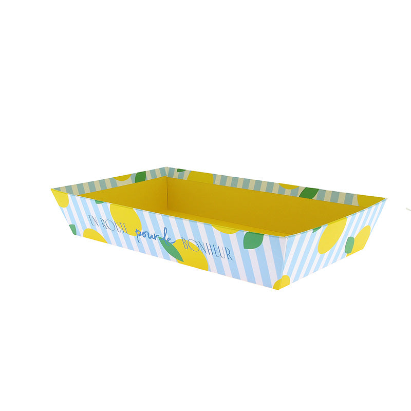 Corbeille carton rectangle Bonheur 33x20 JAUNE CARTON ｜ 30 Unité(s)