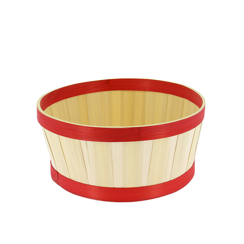 Corbeille ronde bambou bordure rouge Ø22 BOIS BAMBOU ｜ 20 Unité(s)