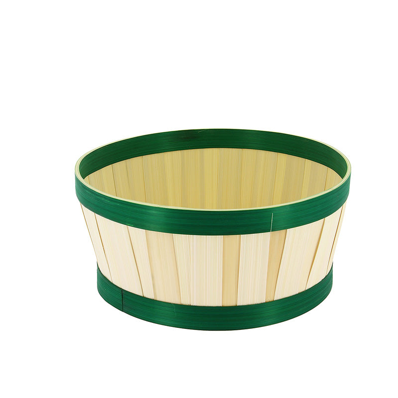 Corbeille ronde bambou bordure verte Ø22 BOIS BAMBOU ｜ 20 Unité(s)