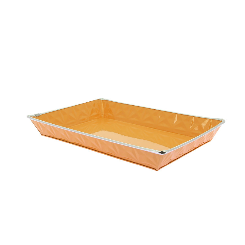 Corbeille rectangle zinc orange destructuré 35x25 ORANGE ZINC ｜ 20 Unité(s)