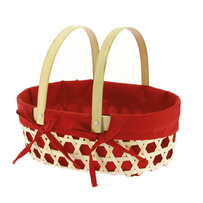 Panier ovale bambou ajouré doublé 27x20 Rouge BAMBOU ｜ 20 Unité(s)